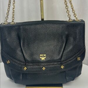 MCM Black Leather Shoulder Bag